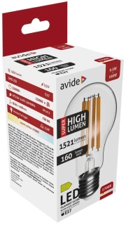 Avide LED Filament Globe 9,5W E27 A60 WW 2700K Super High Lumen